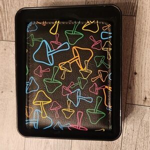 NWT ❗️ Buckle Down black with colorful neon mushrooms men's bifold wallet